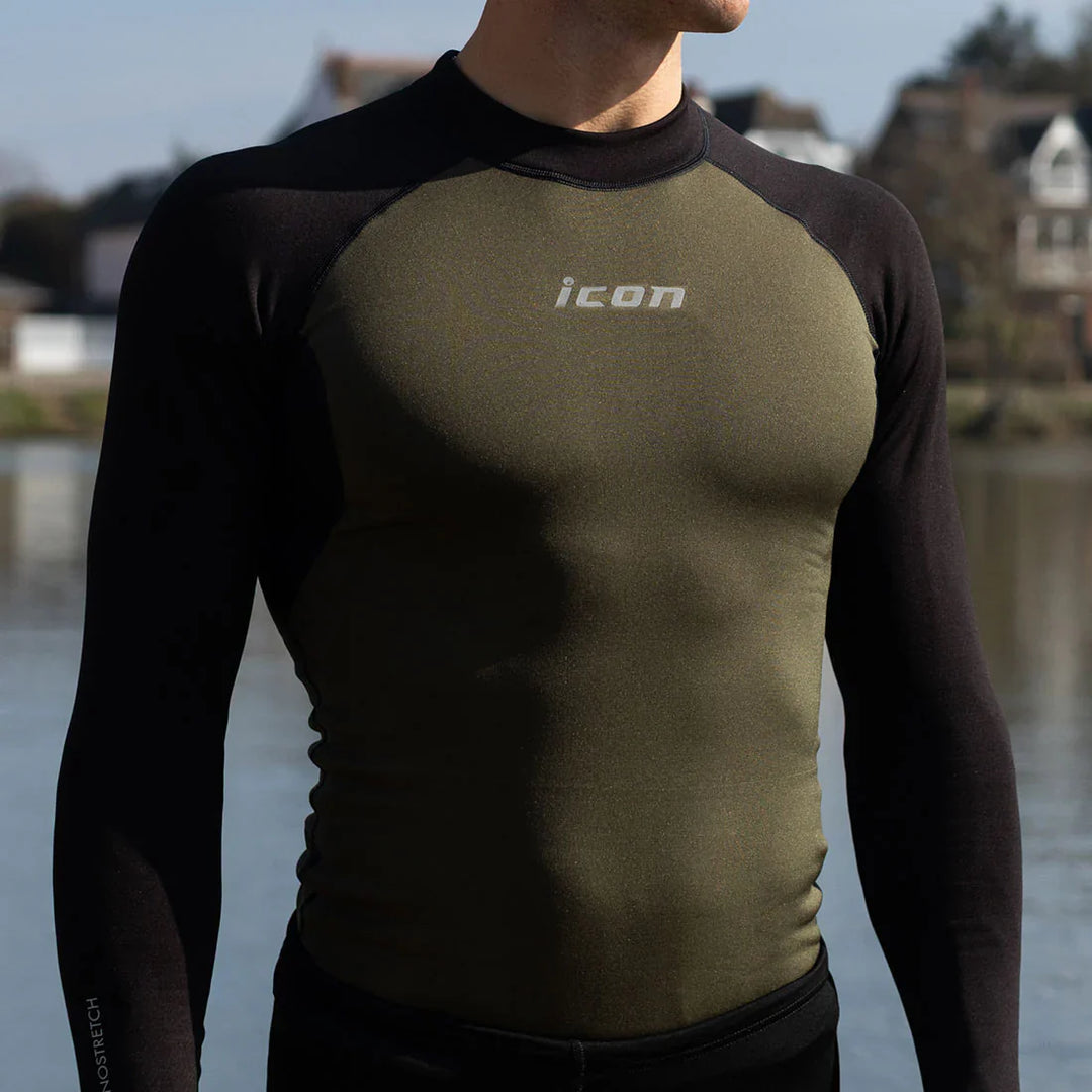 Férfi hosszú ujjú, Tecnostretch™ Performance evezős aláöltözet - Zöld, szemből 4.